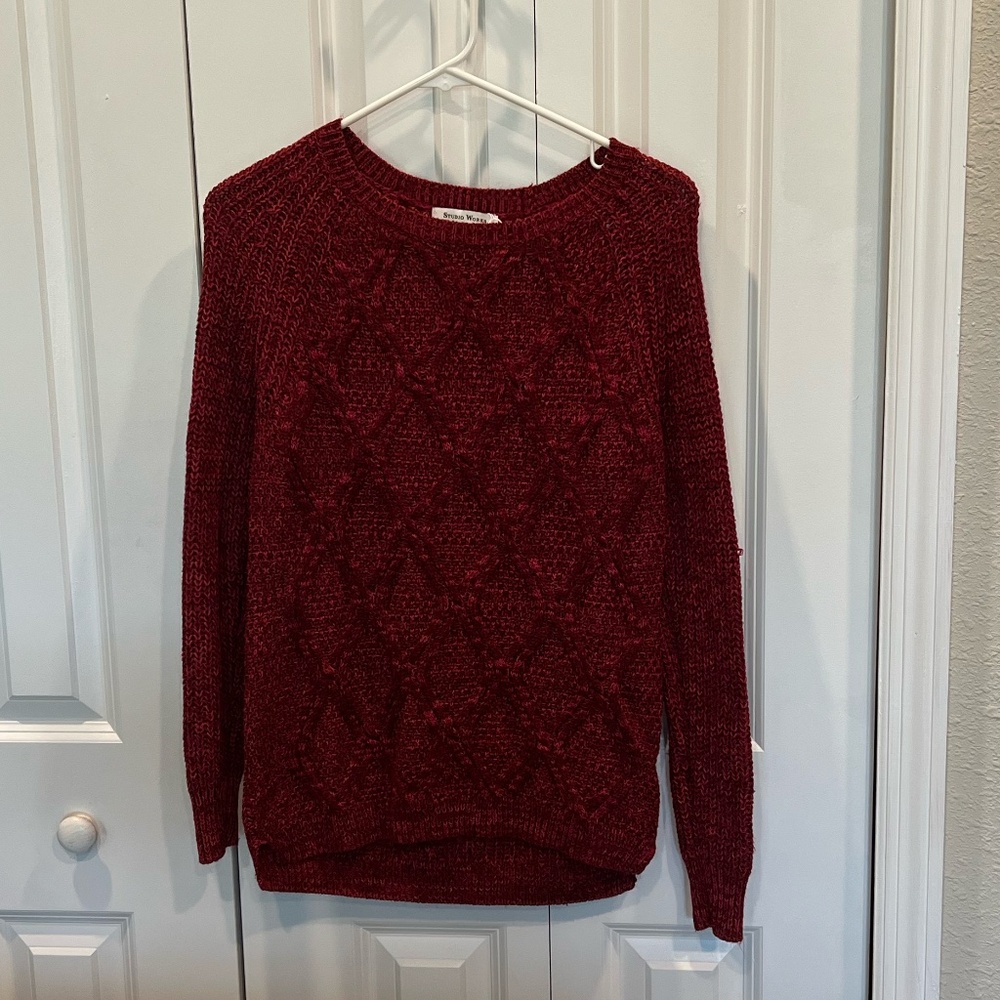 Burgundy Cable Knit Sweater